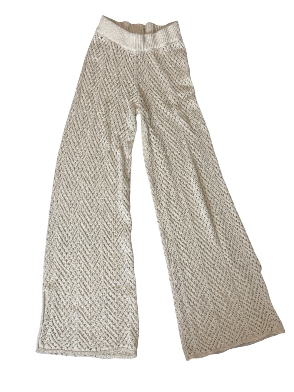 Wild Fable Boho Cream Color Crochet Bell Bottom Pants Size XS